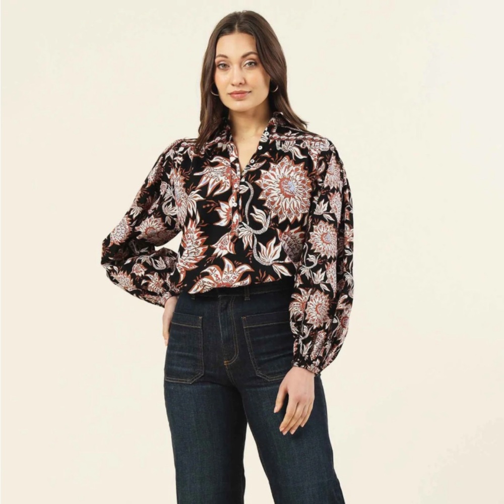 Omika Floral Print Balloon-Sleeve Blouse